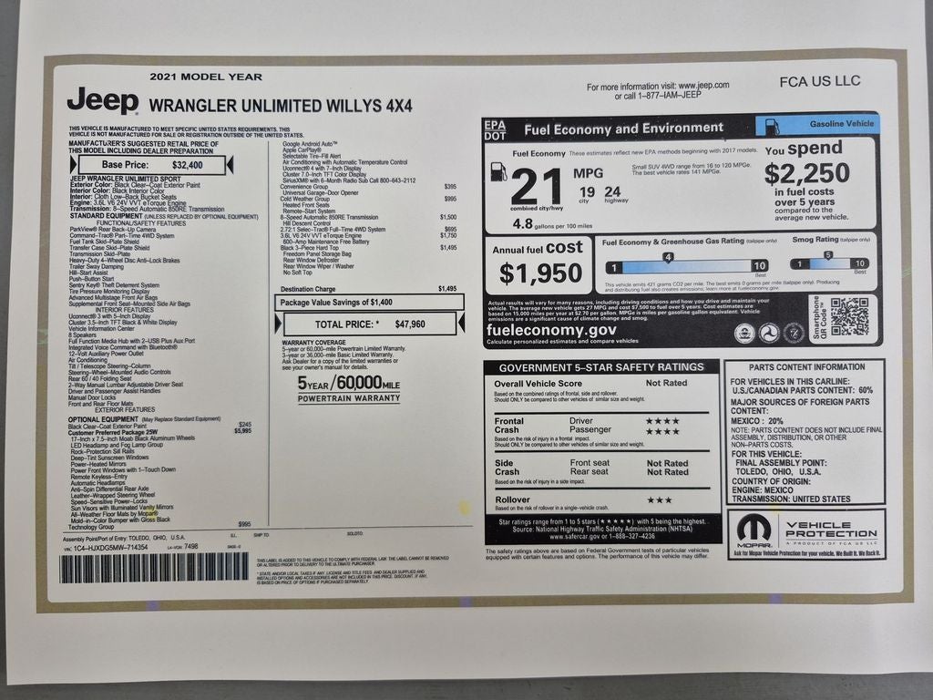 2021 Jeep Wrangler Unlimited Unlimited Willys
