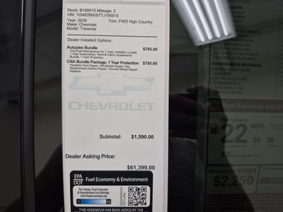 2026 Chevrolet Traverse High Country