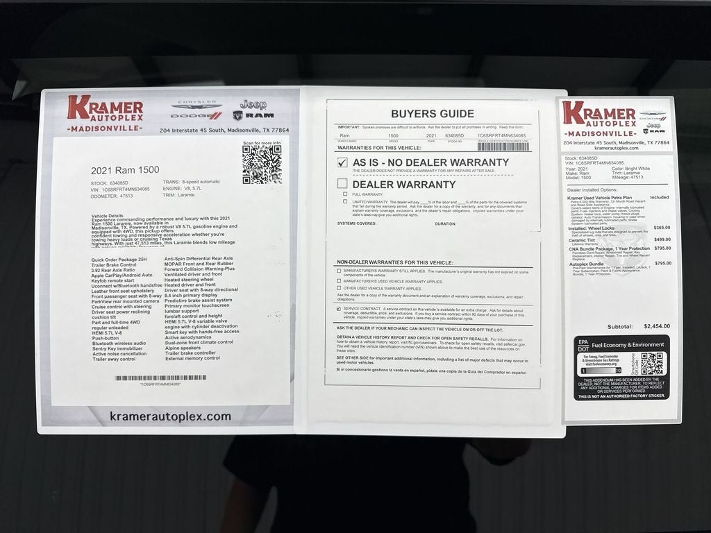 2021 RAM 1500 Laramie Crew Cab 4x4 6'4' Box
