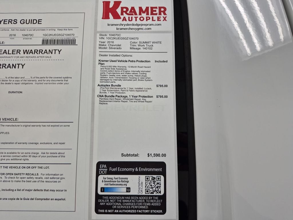 2016 Chevrolet Silverado Work Truck