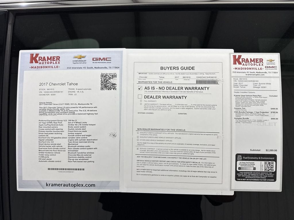 2017 Chevrolet Tahoe LS