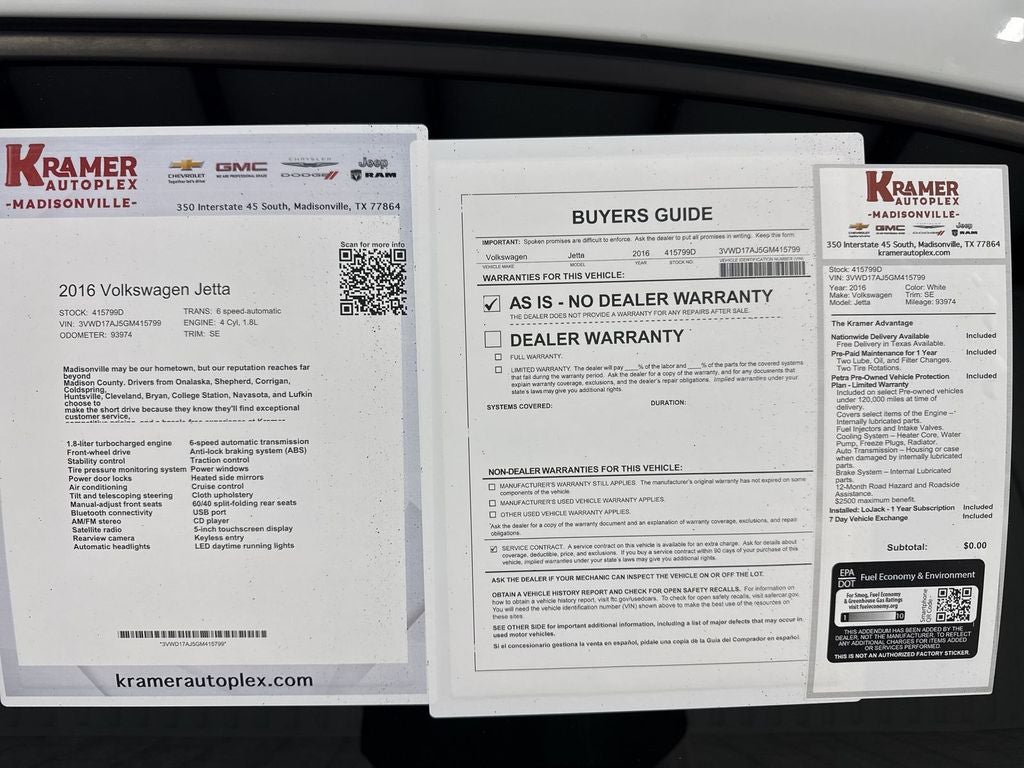 2016 Volkswagen Jetta 1.8T Sport
