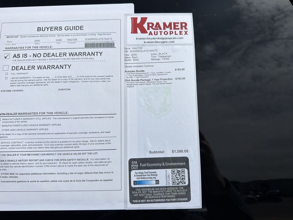 2026 RAM 3500 Tradesman Crew Cab 4x4 8' Box