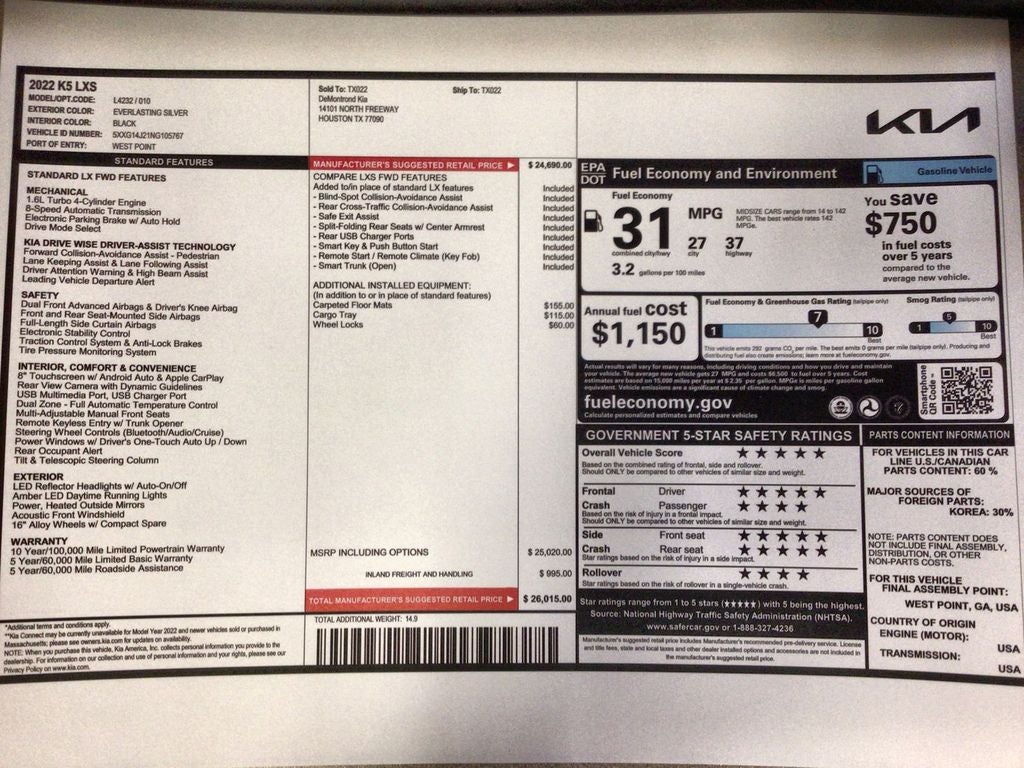 2022 Kia K5 LXS