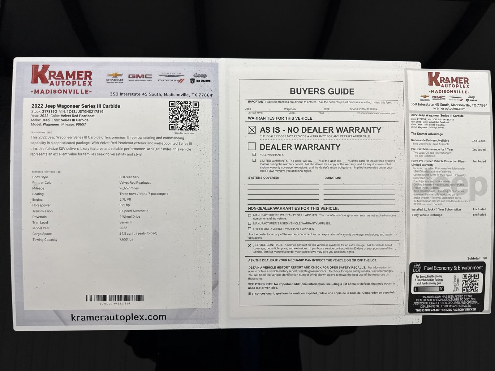 2022 Jeep Wagoneer Series III Carbide 4x2