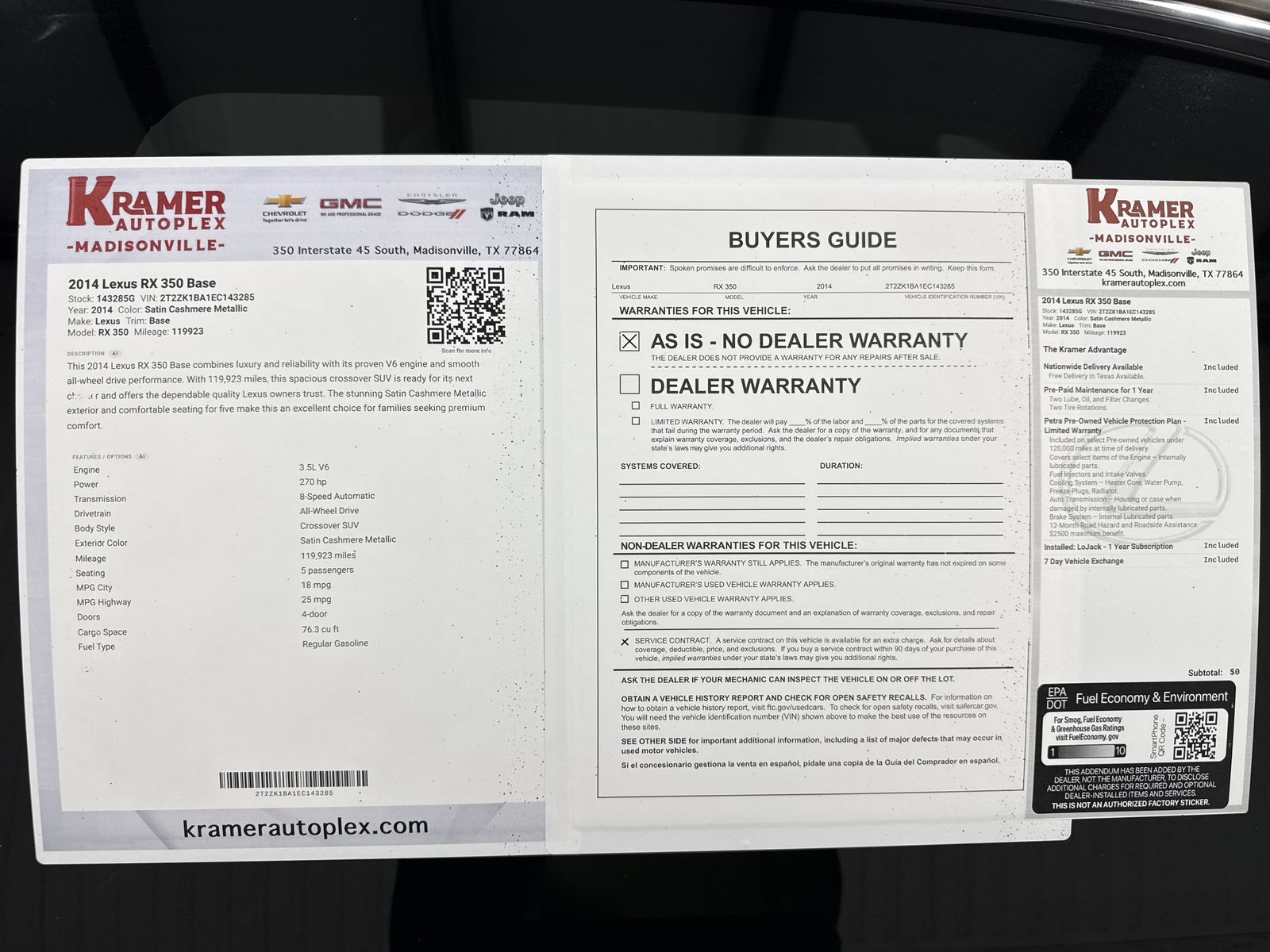 2014 Lexus RX 350 RX 350