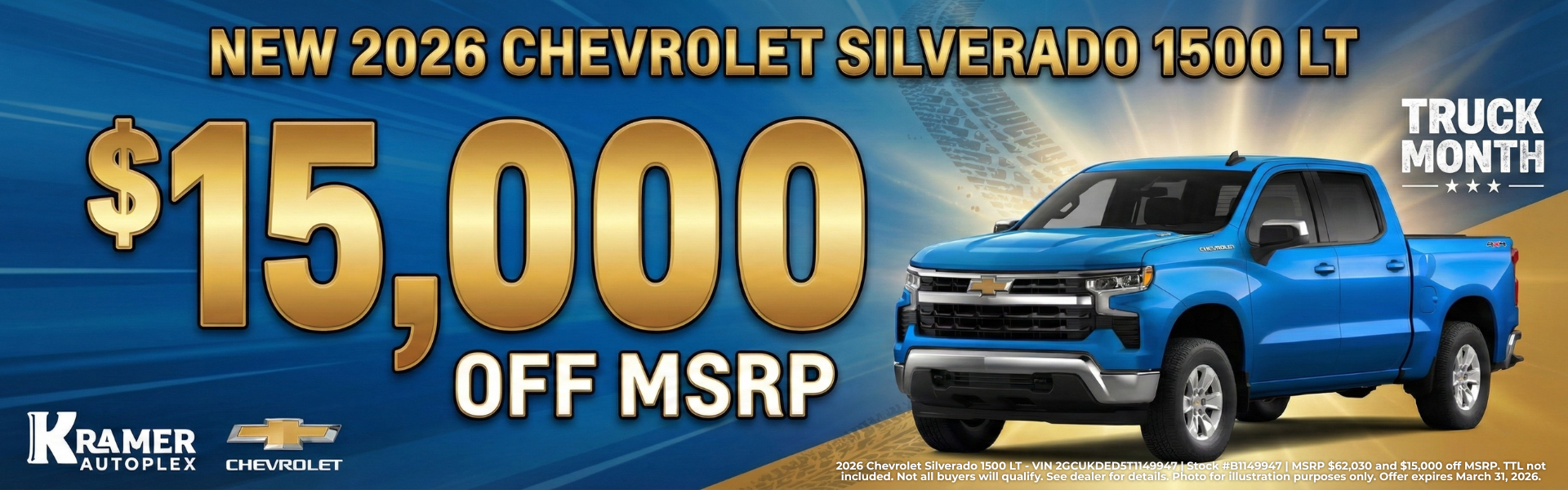Kramer Chevrolet Madisonville March Incentives