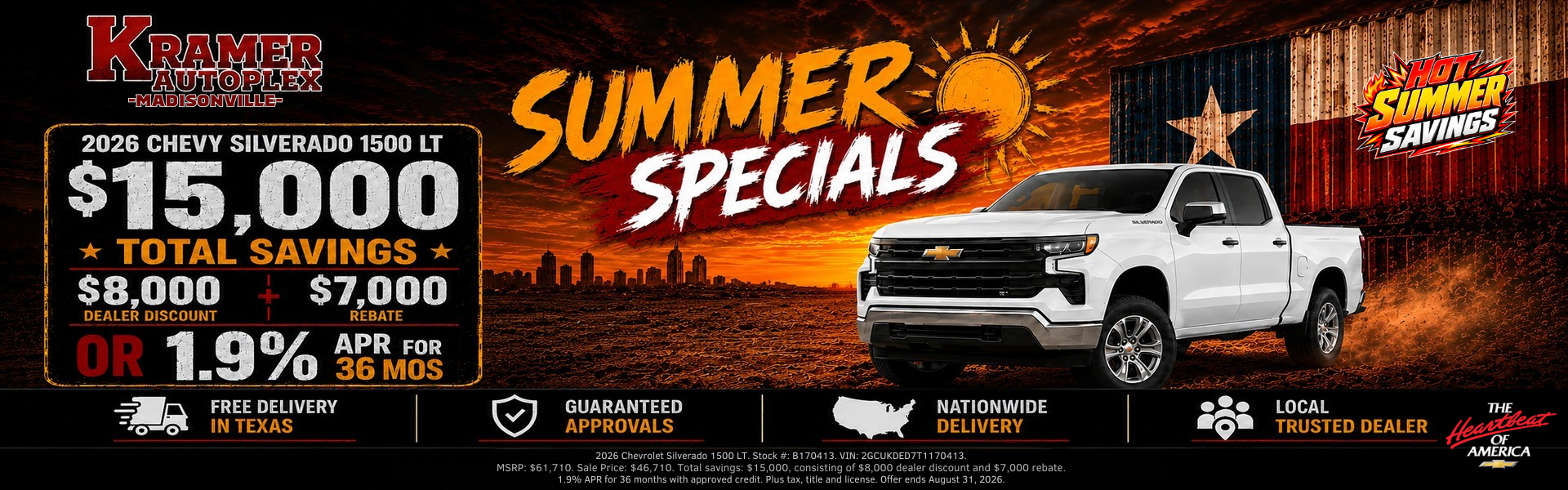 Kramer Chevy Madisonville August Incentives