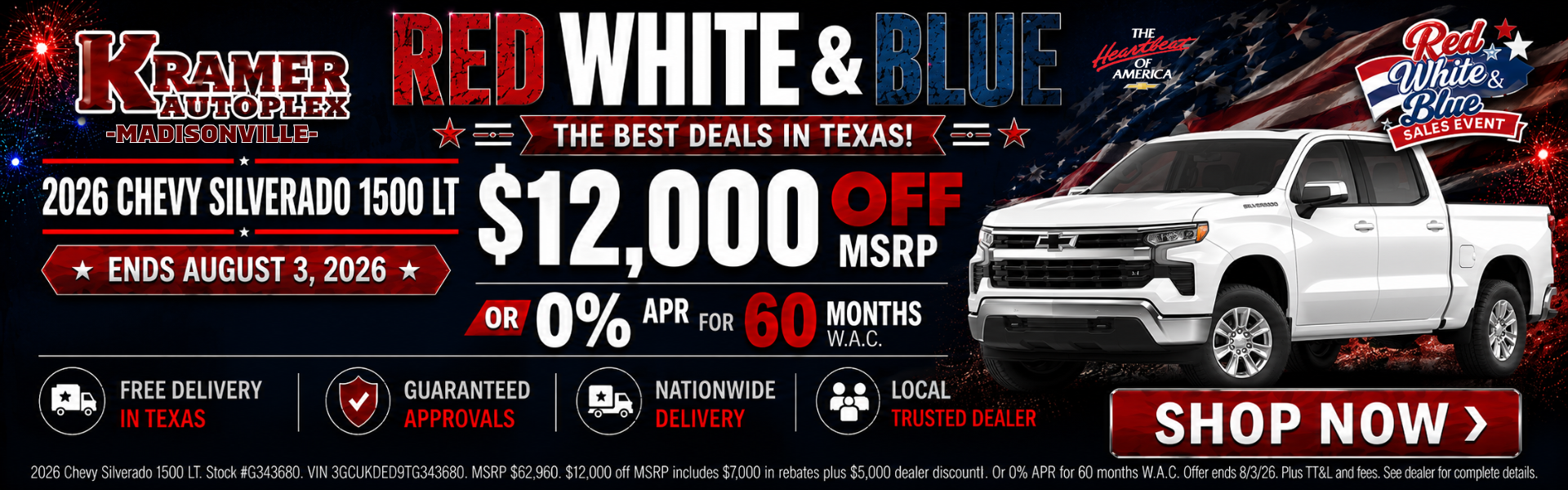 Kramer Chevy Madisonville July Incentives