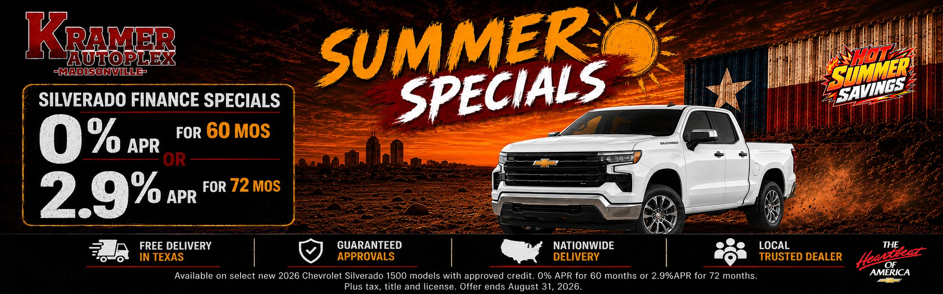 Kramer Chevy Madisonville August Incentives