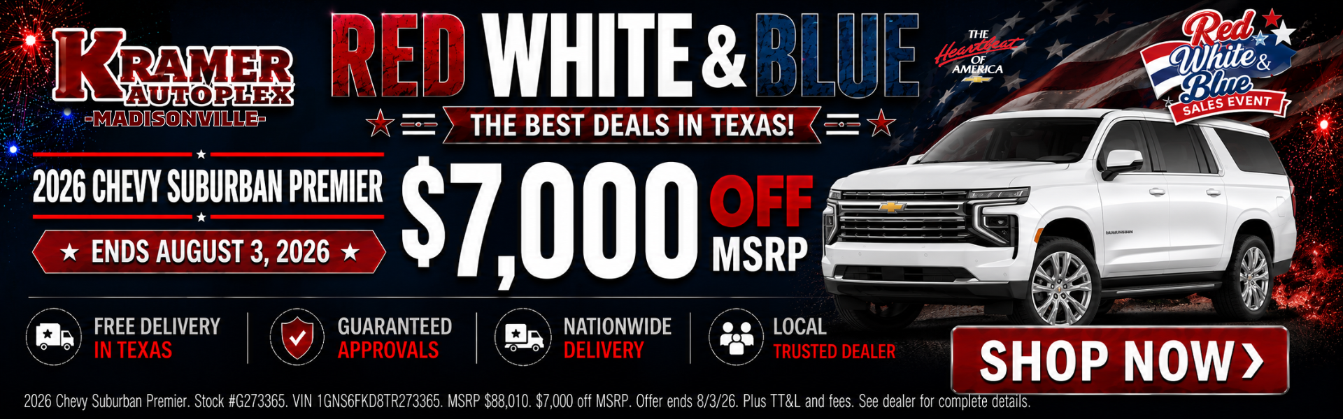 Kramer Chevy Madisonville July Incentives