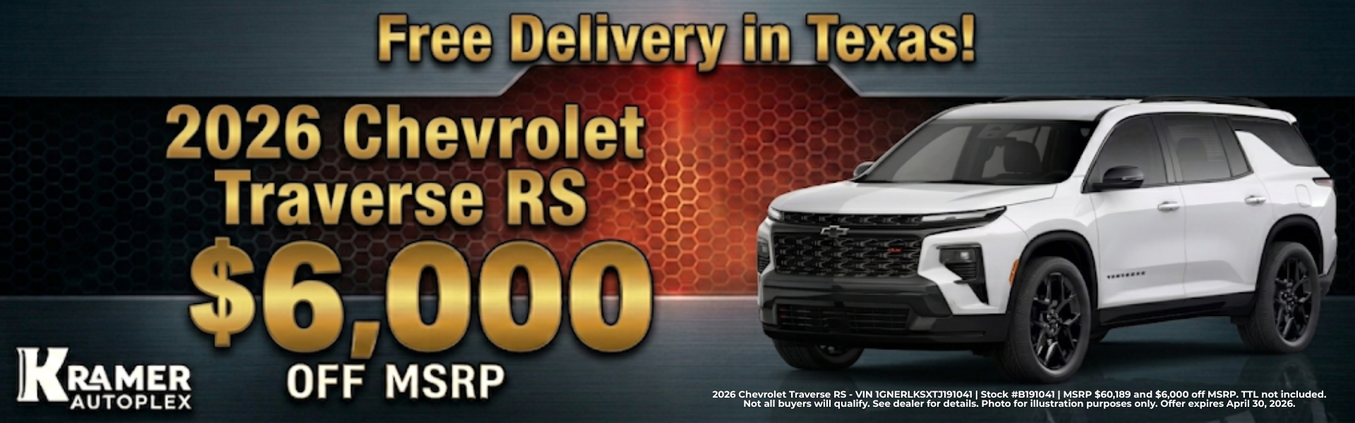 Kramer Chevrolet Madisonville April Incentives