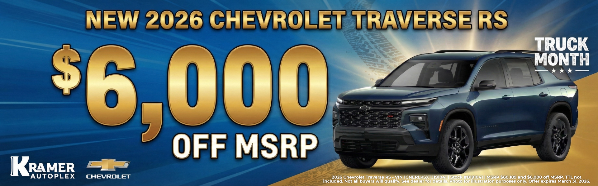 Kramer Chevrolet Madisonville March Incentives